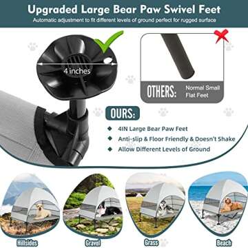 Upgraded Elevated Dog Bed with Canopy, Portable Raised Outdoor Dog Bed with Stable Anti-Slip Feet, W...