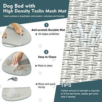 Upgraded Elevated Dog Bed with Canopy, Portable Raised Outdoor Dog Bed with Stable Anti-Slip Feet, Wider Shade Pet Bed Cot, Raised Dog Beds for Large Dogs Camping, Indoor & Outdoor Use