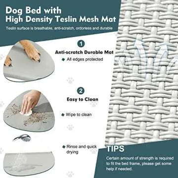 Elevated Dog Bed with Canopy for Large Dogs - Portable & Sturdy