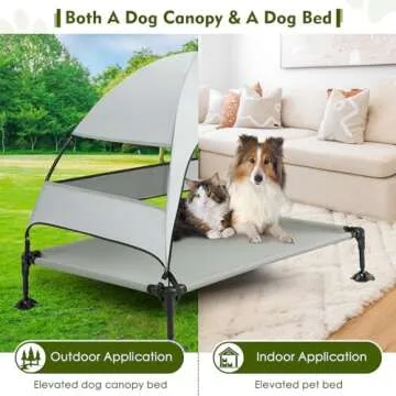 Elevated Dog Bed with Canopy for Large Dogs - Portable & Sturdy