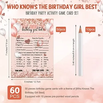 Leinuosen Birthday Party Card Game Set for Girls