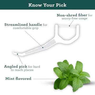 GuruNanda Dental Mint Floss Picks - Non- Shred Thread with Angled Pick for Effective Plaque Removal ...