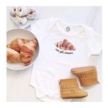 The Spunky Stork Mon Petit Croissant Organic Cotton Baby Bodysuit