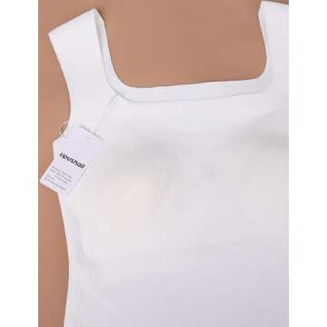 Upushall Women's Square Neck Tank Top with Built-in Bra