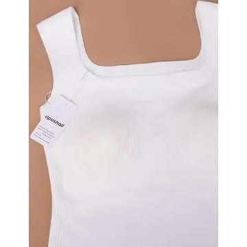 Upushall Women's Square Neck Tank Top with Built-in Bra