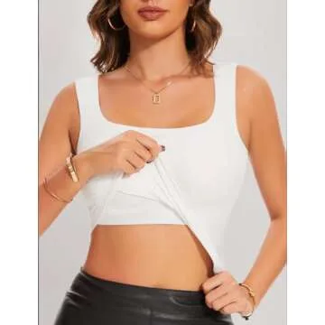 Upushall Women's Square Neck Tank Top with Built-in Bra