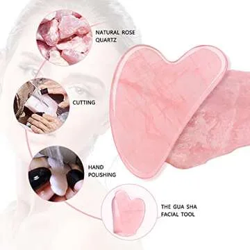 Ecoswer Gua Sha Facial Tool,Guasha Tool for Face,Facial and Body Massager,Natural Stones Rose Quartz,Scraping and SPA Acupuncture Therapy to Lift,Decrease Puffiness and Tighten.(Pink)