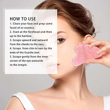 Ecoswer Gua Sha Facial Tool,Guasha Tool for Face,Facial and Body Massager,Natural Stones Rose Quartz,Scraping and SPA Acupuncture Therapy to Lift,Decrease Puffiness and Tighten.(Pink)