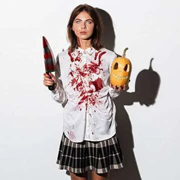 Halloween Scar Tattoo Stickers & Fake Knife Prop Set