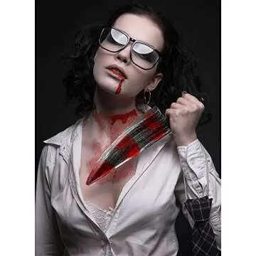 Halloween Scar Tattoo Stickers & Fake Knife Prop Set