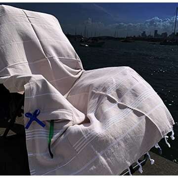 Aysesa-Sandproof Turkish Cotton Beach Towel Oversized w/Hidden-Pocket 75" Sand Free Blanket Extra Large Packable Travel Bath Towel Gift Men Women Made-in-Turkey