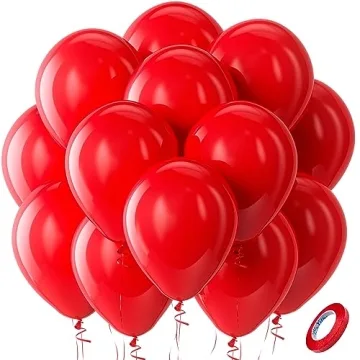 Bezente Red Balloons Latex Party Balloons - 100 Pack 12 inch Round Helium Red Balloons for Wedding A...