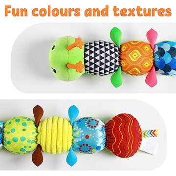 LIGHTDESIRE Baby Toys Musical Caterpillar,Infant Stuffed Animal Toys with Crinkle and Rattles,Soft Sensory Toys with Textures for Tummy Time Newborn Boys Girls 0 3 6 12 Months(Green)