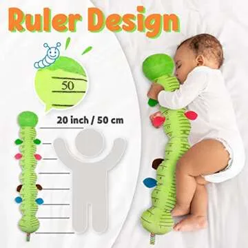LIGHTDESIRE Baby Toys Musical Caterpillar,Infant Stuffed Animal Toys with Crinkle and Rattles,Soft Sensory Toys with Textures for Tummy Time Newborn Boys Girls 0 3 6 12 Months(Green)