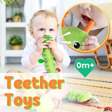 LIGHTDESIRE Baby Toys Musical Caterpillar,Infant Stuffed Animal Toys with Crinkle and Rattles,Soft Sensory Toys with Textures for Tummy Time Newborn Boys Girls 0 3 6 12 Months(Green)
