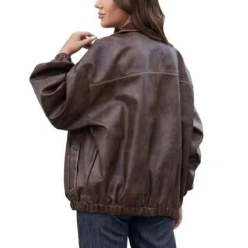 Bakyarder Women’s Oversized Y2K Faux Leather Jackets - Fashion Motorcycle Coats