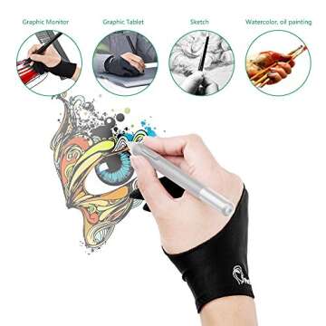Parblo PR-01 Two-Finger Artist Glove for Graphics Drawing Tablet,Digital Drawing Glove for Right Han...