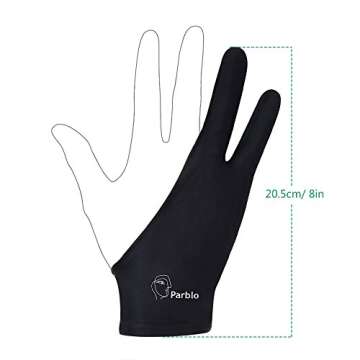 Parblo PR-01 Two-Finger Artist Glove for Graphics Drawing Tablet,Digital Drawing Glove for Right Hand and Left Hand,One Size