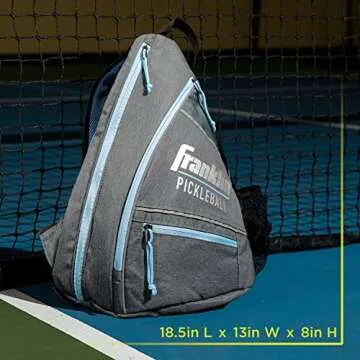 Franklin Sports Pickleball Bags - Pickleball Sling Bag Backpack for Gear + Equipment - Bag for Men Women - Holds Paddles, Balls + Accessories - Gray + Blue