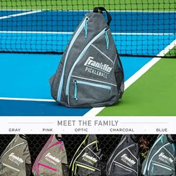 Franklin Sports Pickleball Bags - Pickleball Sling Bag Backpack for Gear + Equipment - Bag for Men Women - Holds Paddles, Balls + Accessories - Gray + Blue