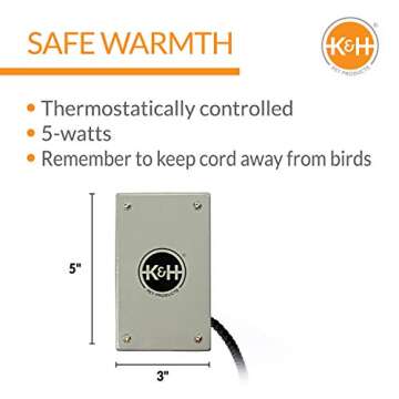 K&H Pet Products Snuggle-Up Bird Cage Heater, Bird Cage Accessory, Exotic Bird Warming Panel for Sma...