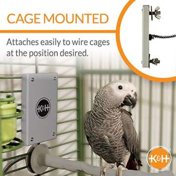 K&H Pet Products Snuggle-Up Bird Cage Heater, Bird Cage Accessory, Exotic Bird Warming Panel for Small Exotic Birds Like Parakeet, Cockatiel, Canary - Small 5 X 3in Gray 12V