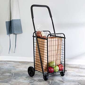 Honey-Can-Do Black Four Wheel Utility Cart, Medium
