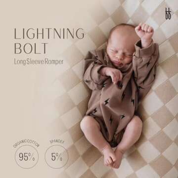 forever french Baby Sweatshirt Bubble Rompers | For Newborns Infants & Toddlers | Baby Onesie | Baby Boy & Girl Clothes | Snap Closure | Long Sleeve | Lightning Bolt | 18-24 Months
