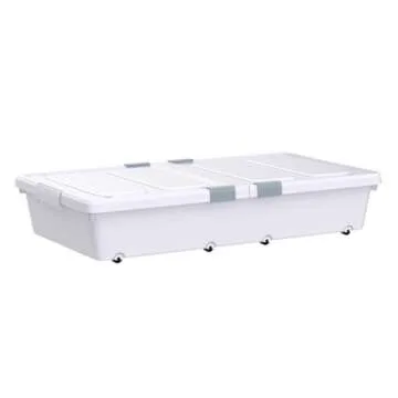 3 Pack Large Rolling Under Bed Storage Bin With Wheels, Sliding Underbed Plastic Containers With Lid Open From Both Sides. 37 x 19 x 7.3 inches