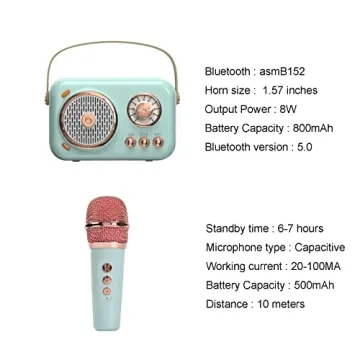 Retro Bluetooth Karaoke Speaker Set Perfect for Kids and Adults