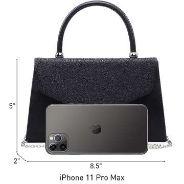 Dasein Women's Evening Bags Formal Party Clutches Wedding Purses Cocktail Prom Handbags with Frosted Glittering (Black)