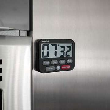 Lavatools KT3 Kitchen Timer & Stopwatch, Large Digits, Loud Alarm, Mute Function, Quick-Set Buttons, Hang Hole, Magnetic Stand for Cooking and Classroom