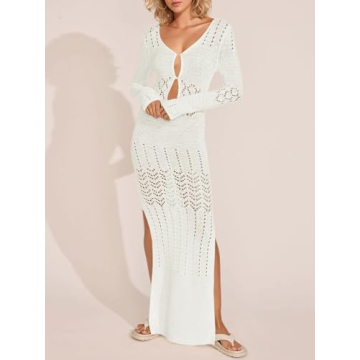 Saodimallsu Women's Crochet Cover Up Stylish Beach Maxi Dress