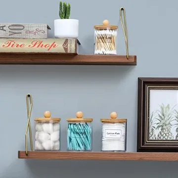 Qtip Holder Dispenser - 4 Pack with Bamboo Lids