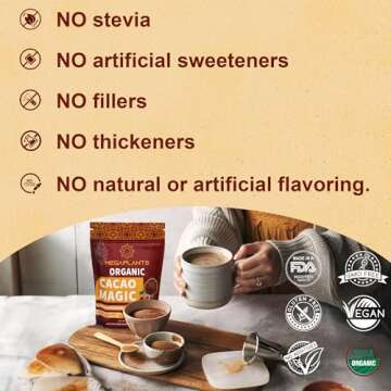 MegaPlants Cacao Magic (50 Servings) | Superfood 5 Mushroom Blend | Lions Mane, Reishi, Chaga, Cordyceps, Turkey Tail | Smoothie, Hot Chocolate, Coffee Alternative