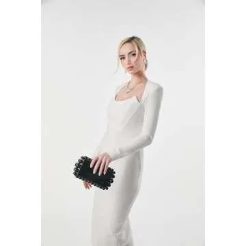 Tngan Women Acrylic Evening Clutch Box Purse Marble Handbag for Wedding Cocktail Party Banquet, Black