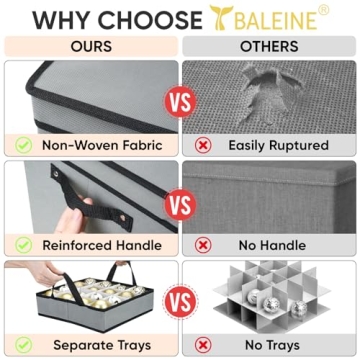 BALEINE Ornament Storage Box - Secure & Stylish Holiday Solution