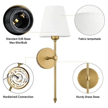 Elegant Bsmathom Wall Sconces Set of 2 for Home Lighting