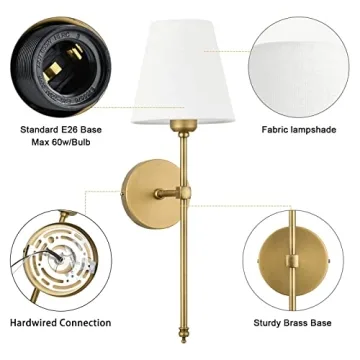 Elegant Bsmathom Wall Sconces Set of 2 for Home Lighting