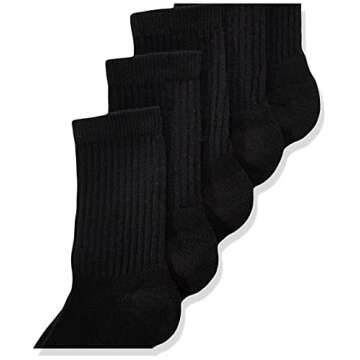 Hanes Medium-Shoe Size: 9-2.5 Boys, Double Tough Cushioned Crew Socks, 12-Pair Packs, Black