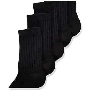 Hanes Medium-Shoe Size: 9-2.5 Boys, Double Tough Cushioned Crew Socks, 12-Pair Packs, Black
