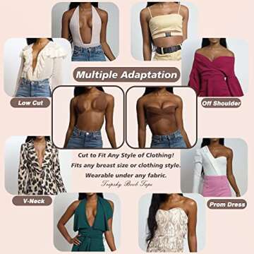 Boob Tape - Breast Lift Tape & Nipple Covers, Boobtape, Body Tape for Breast Lift, Bob Tape for Large Breasts A-G Cup (10 Satin Breast Petals+Boob tape) Brown