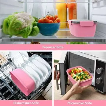 Cherrysea 68oz Salad Lunch Box with Leak Proof Compartments