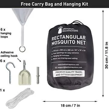 Stylish Black Mosquito Net with 4 Openings & Easy Install