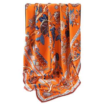 Grace Scarves 100% Silk Scarf, Extra-Large, Beanstalk, Orange