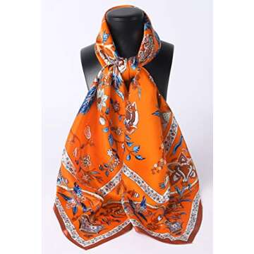 Grace Scarves 100% Silk Scarf, Extra-Large, Beanstalk, Orange