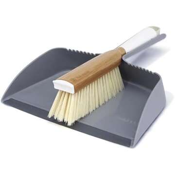 Full Circle Clean Team Brush & DustPan Set, White & Grey