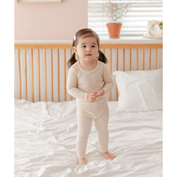 AVAUMA Kids Pajama Set Soft Stretchy Ribbed Sleepwear