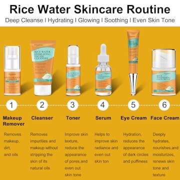 Womens & Teens Wife Christmas Gift Ideas,Skin Care Set,Professional Hydrate Glow Repair Anti-Aging Rice Water Facial Skin Care Routine Kit,Skincare Gift Set for Teenage Girl Womens Gifts for Christmas