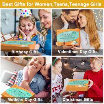 Womens & Teens Wife Christmas Gift Ideas,Skin Care Set,Professional Hydrate Glow Repair Anti-Aging Rice Water Facial Skin Care Routine Kit,Skincare Gift Set for Teenage Girl Womens Gifts for Christmas